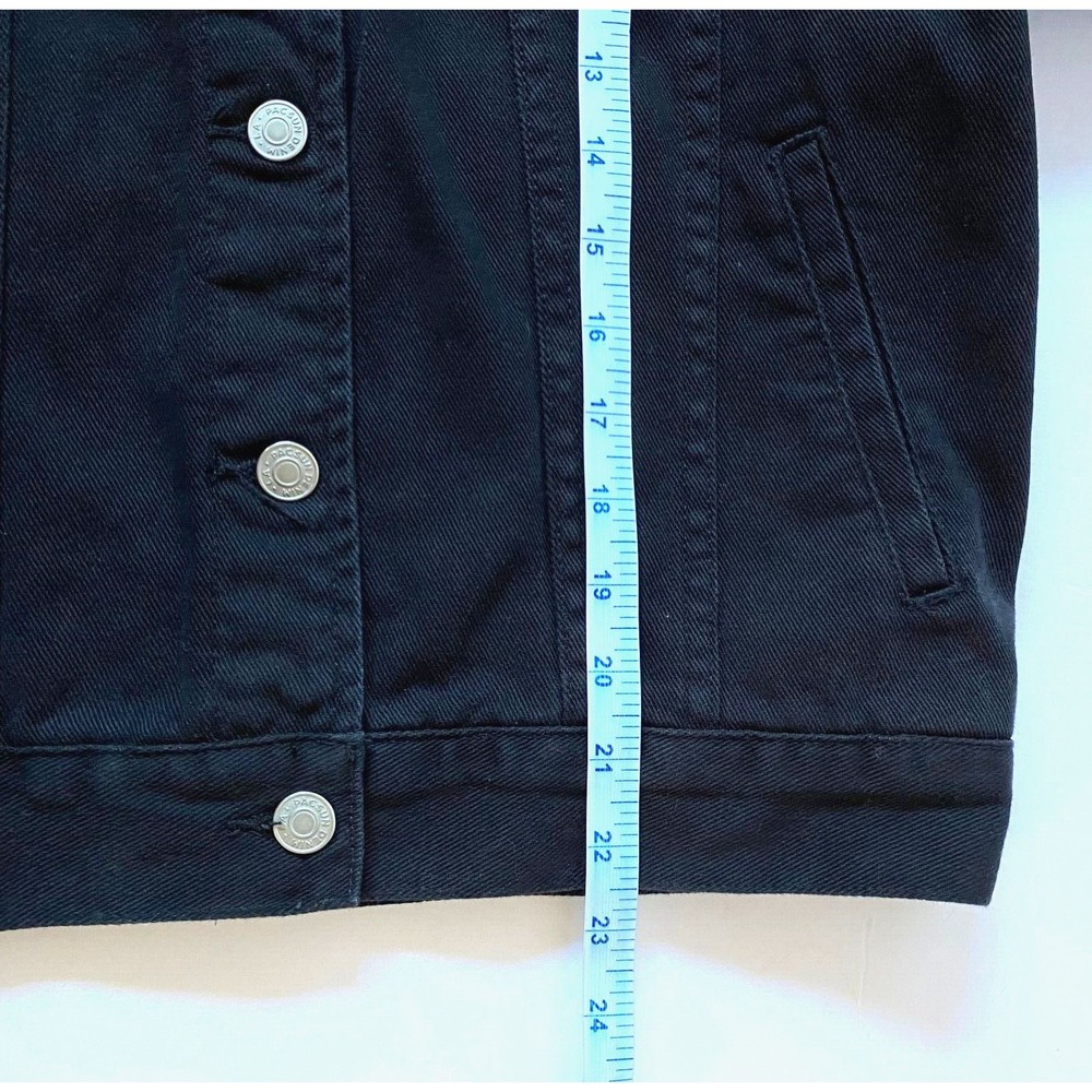 PacSun Los Angeles Jean Jacket Womens Size Small Black Braided Laced Back - Picture 16 of 16